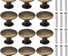 NEW SALE | 12 Pcs Bronze Kitchen Cabinet Drawers Cupboard Door Knobs, Vintage Copper Round Knobs Handles for Drawer Wardrobe Cupboard Door