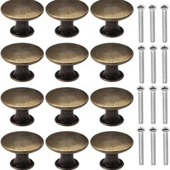 NEW SALE | 12 Pcs Bronze Kitchen Cabinet Drawers Cupboard Door Knobs, Vintage Copper Round Knobs Handles for Drawer Wardrobe Cupboard Door