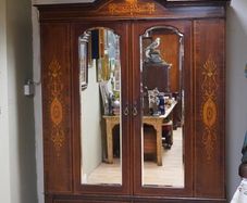 Edwardian Inlaid Mahogany Double Wardrobe