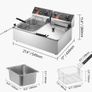 Commercial Deep Fryer 12L Electric Fryer 5000W Twin Basket YB-82 Dual Tank Electric Deep Fryer Countertop Stainless Steel French Fry for Commercial Uses Image 3