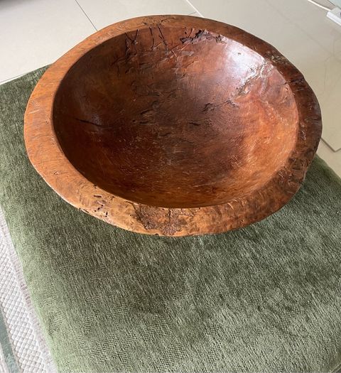 Large Antique Wood Turned Bowl