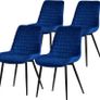 Set of 4 Sage Velvet Dining Chairs with Backrest Black Steel Frame Image 7