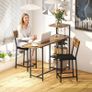 3-piece Bar Table Set, 1 Bar Table, 2 Chairs, with Wine Rack, Glass Holder, Open Shelves, Footrests, Brown Image 3