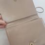 VINTAGE Stuart Weitzman beige leather with gold bar crossbody flap bag Image 5