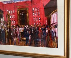 Oil painting of Shelbourne hotel bar.