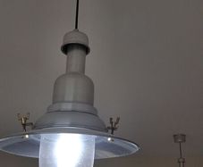 2 large silver pendant lights