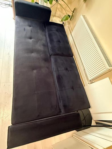 Velvety Black Sofa
