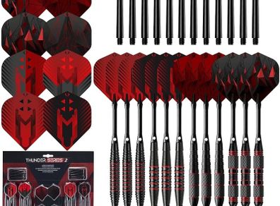 NEW SALE | Thunder | 48 Piece Steel Tip Dart Set with 21g/22g/23g/24g Barrels, Flights and Aluminium