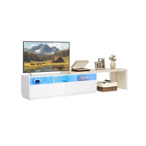 Adjustable TV Stand with LED Lights, Storage & Charging Ports  Fits Up to 65inch TVs
