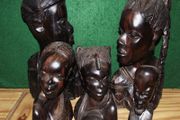 Hand Carved Wood Busts.