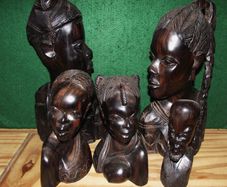 Hand Carved Wood Busts.