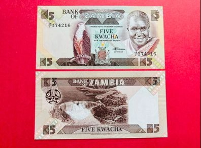Zambia  5 Kwacha  1986.   ( uncirculated )