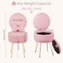 Dressing Table Chair with Stroage Space, Comfy Vanity Chair with Pillow & Foldable Backrest Image 2