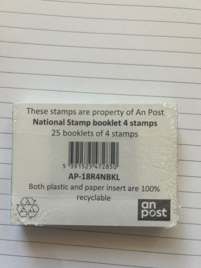 Booklet of 100 x national stamps An Post