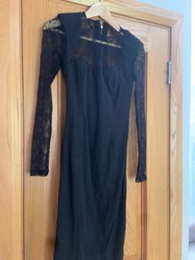 French Connection black dress with lace sleeves