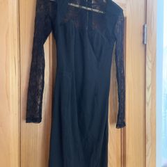 French Connection black dress with lace sleeves