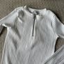 Zara White Ribbed Zip Cropped Top XS/S Image 2