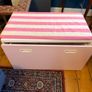 IKEA kids' bench with toy storage drawer - pink/white, with cushion Image 3