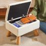 Footstool with Storage, Small Foot Stool Ottoman with Sturdy Wood Legs Stool, Foot Rest with Padded Seat, for Living Room Bedroom Couch Enterway White Image 2