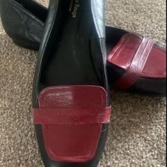 shoes black leather shoes size 6 contrast leather & burgandy