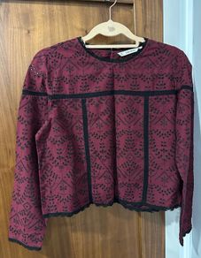 Zara cotton cropped long sleeve shirt