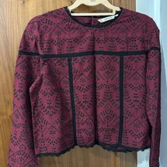 Zara cotton cropped long sleeve shirt