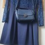 Beautiful navy lace trim dress navy bag to match Image 4