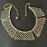 Gold Tone Statement Bib Necklace Geometric Mesh Design Adjustable Chain Bold Fashion Jewellery Image 5