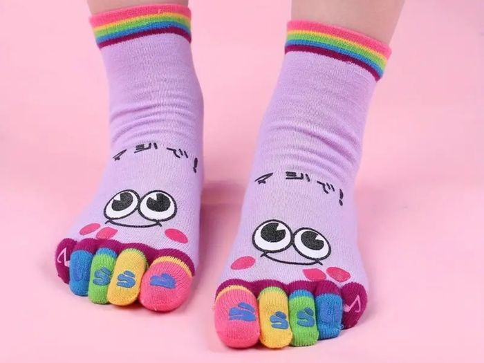 cartoon print toe socks, colorful five finger sports socks