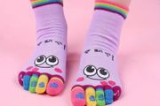 cartoon print toe socks, colorful five finger sports socks