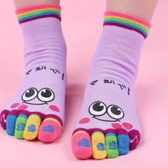 cartoon print toe socks, colorful five finger sports socks