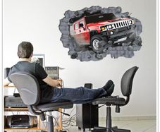 Great 3d Breakthrough Car Wall Stickers Decals Removable Art Home Decor