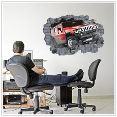 Great 3d Breakthrough Car Wall Stickers Decals Removable Art Home Decor