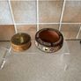 Vintage Handpainted Terracotta Ashtray & Round Carved Wooden Handpainted Trinket Box Image 2