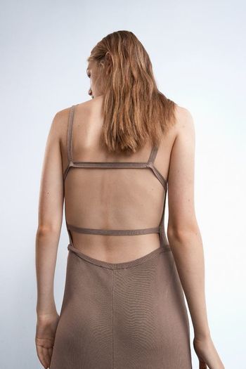ZARA Knit V-neck midi dress with straps