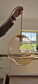3 x Sol glass pendant light, 35cm/amber