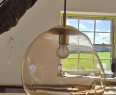 3 x Sol glass pendant light, 35cm/amber