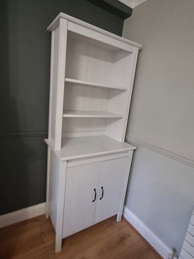 White wooden dresser with shelving