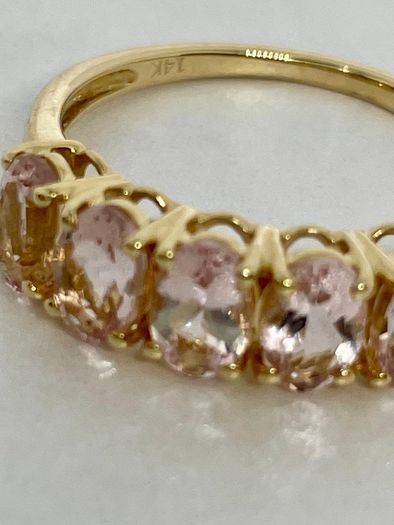 Yellow Gold Pink Morganite 5 Stone Ring