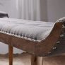 Chesterfield Upholstered Fabric Bench with Solid Wood Legs  Grey 125 x 51 x 38 cm Image 2