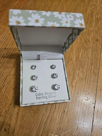 Rachel Ashwell + JJ Jewellery Sterling Silver, Cubic Zirconia earrings. Four pairs