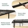 Modern Double Metal Bed Frame with Headboard (135 x 190 cm) Steel Slat Support, Easy Assembly Black Image 4