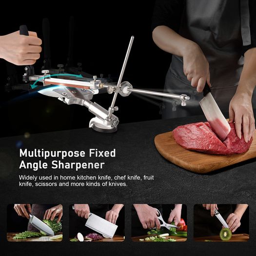 Knife Sharpener 360-degree Rotation Fixed Angle Manual Knife Sharpener With 4 Whetstones Desktop Clip-on Knife Sharpener Kit