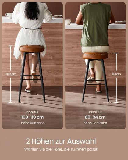 Set of 2 Bar Stools  Caramel Brown