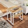 Small Folding Desk with Storage Shelf,80 cm Computer Rolling Desk on Wheels Easy Assembly,Foldable desk for Small Space,Oak Image 8