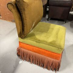 Vintage Velvet Lounge Accent Chair Green Orange 110 Euro