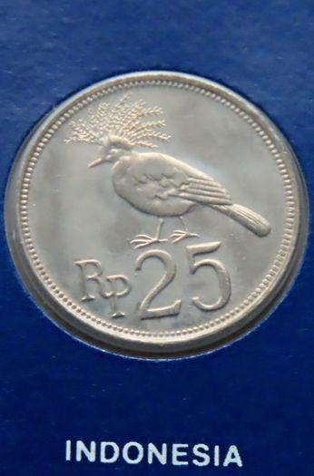 Indonesia 1971 Vintage Coin Stamp cover BUNC Victoria Crowned Pigeon
