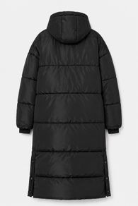 Black Boohoo puffer longline coat size UK 10