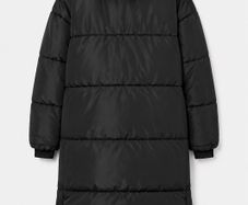 Black Boohoo puffer longline coat size UK 10