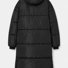 Black Boohoo puffer longline coat size UK 10